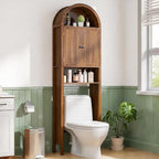 Arched Over The Toilet Storage Cabinet with Acrylic Doors, Bathroom Shelf by Woemtoric