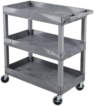 Luxor 32" x 18" Tub Storage Cart 3 Shelves – Gray - Image 3