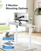 HUANUO 60″ x 30″ Electric Standing Desk with 2 Drawers, C-Clamp Mount Compatible, Height Adjustable Computer Desk, Home Office Stand Up Desk with 4 Preset Heights & 2 Hooks, White - Image 4