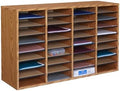 Safco Literature Organizer, 36 Compartments, Office and Classroom Mailbox with Adjustable Shelves, Wood Paper and Mail Sorter, Medium Oak by SafcoProducts
