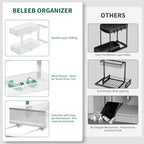 Under Sink Organizer, 2 Pack 2 Tier Metal Slide Out Pull Out Cabinet Organizer Shelf, Height Adjustable Organization and Storage Series, Bathroom/Desktop/Cabinet/Kitchen organization, White - Image 6