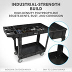 Simpli-Magic Rolling Utility Cart on Wheels, Heavy Duty with Ergonomic Handle, Deep Shelves for Garage, Warehouse, Workshop, 600-Pound Capacity, 40x33x17-Inch, Steel, Black - Image 2