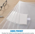 Sooez 50 Pack Plastic Envelopes Poly Envelopes, Clear Document Flie Folders US Letter A4 Size File Envelopes with Label Pocket for School Home Work Office Organization, Clear - Image 6