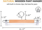Amber Home 24Pack Wooden Pant Hangers with Adjustable Clips, 14.17" Natural - Image 2