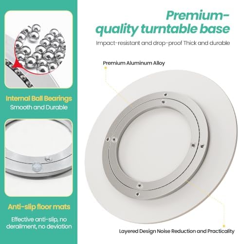 ZL ZELing 19.7" Lazy Susan Turntable – 360° Sinteredstone Silent Anti-Slip Turntable, Table Top Centerpiece for Kitchen, Pantry, Spice Rack, Refrigerator & Dining Table, Green - Image 6