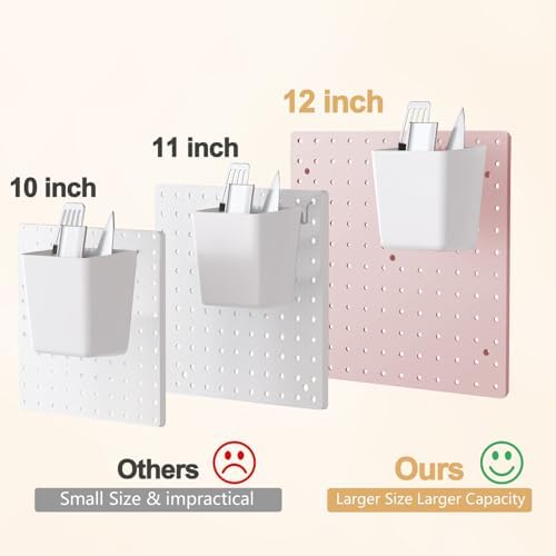 FZK Modular Plastic Pegboard Wall Organizer Kit, Pink, 12x12, 4 Panels - Image 4