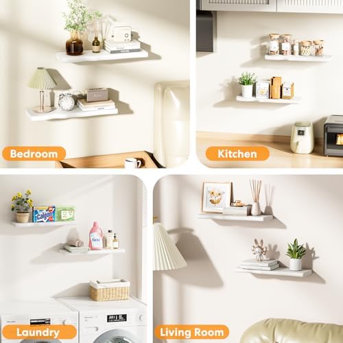 Organic Wavy Edge Floating Shelves,Hidden Brackets,2 Pack 24 in - Image 6