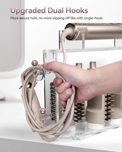 Affogato Storage Holder Compatible with Shark FlexStyle HD430C, Desktop Organizer for Storage Attachments, Acrylic Hairdryer Rack with Cord Hanger for Accessories Curlers Brushes Diffuser - Image 6