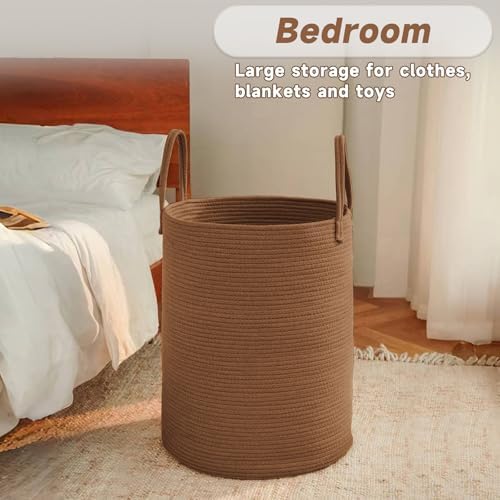 JMvicyroam 100L Cotton Rope Laundry Basket Hamper, Golden Jute - Image 4