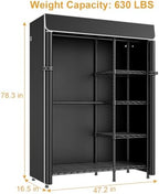 ULIFHOME F2C Clothes Rack with Cover, Black Clothing Racks Heavy Duty - Image 5
