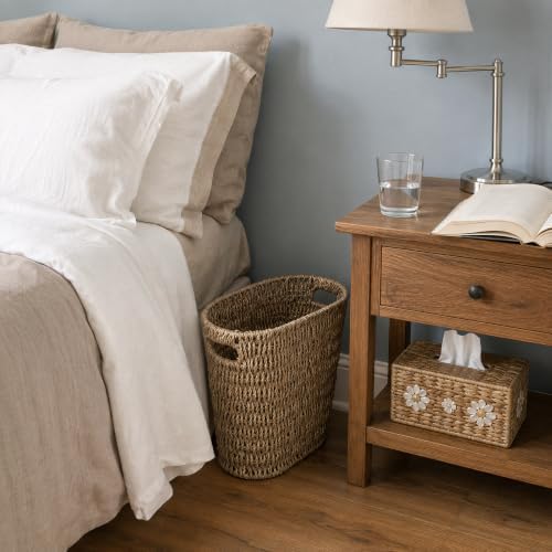 Coeusy Wicker Trash Can,Seagrass Waste Basket for Bathroom,Bedroom,5 Gallon - Image 4