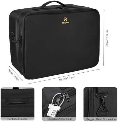 MONSTINA Extra Large Makeup Case 17 Inch Travel Makeup Train Case Professional Makeup Artist Case Nail Polish Organizer Storage Box with Two Adjustable Shoulder Strap - Image 6
