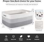 OIASKET Large Storage Basket for Organizing, Woven Rope Basket for Shelves, Closet Organizer Bins for Clothes, Blanket, Toys, Baby Nursery Storage, 17.7" x 13" x 7.87", 2 Packs Gradient Grey - Image 2