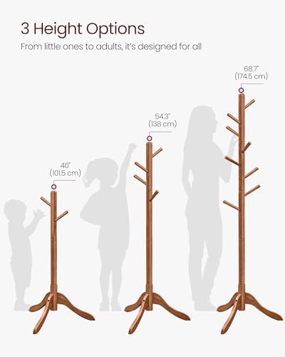 VASAGLE Solid Wood Coat Rack, Free Standing, Tree-Shaped, with 8 Hooks - Image 6