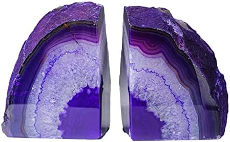 AMOYSTONE Purple Agate Bookends Book Stoppers for Living Room Shelves by AMOYSTONE%C2%AE