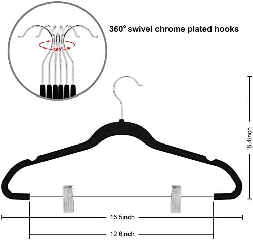 TIMMY 30 Pack Velvet Pants Hangers with Adjustable Clips, Black, Non-Slip - Image 3