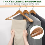 Amber Home 6 Pack Wide Shoulder Bamboo Wood Suit Coat Hangers - Image 4
