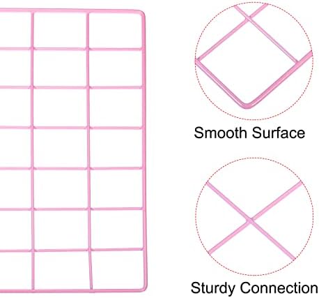 PATIKIL 14"x14" Wire Grid Panel, 2 Pack Wall Grid Decorative Panels Board Photo Pictures Display Decor Hanging Organizer for Home Office, Pink - Image 3