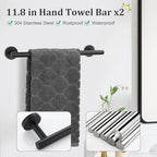 TURS Matte Black 10 Pieces Bathroom Hardware Set, SUS304 Stainless Steel 24 Inch Bath Towel Bar Set, Round Bathroom Accessories Kit Wall Mounted - Image 3