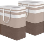 HomeHacks 2-Pack Large Laundry Basket, Waterproof, Freestanding Laundry Hamper, Collapsible Tall Clothes Hamper with Extended Handles for Clothes Toys in the Dorm and Family (Brown, 125L) by HomeHacks