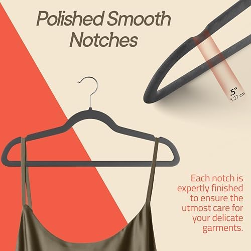 Gray Velvet Hangers 60 Pack – 360° Swivel Hook, Non-Slip and Space Saving Hangers, Heavy-Duty 11 lbs Weight Capacity - Smooth Velvet Finish for Crease-Free Clothes and Effortless Closet Organization - Image 6