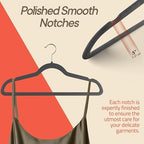 Gray Velvet Hangers 60 Pack – 360° Swivel Hook, Non-Slip and Space Saving Hangers, Heavy-Duty 11 lbs Weight Capacity - Smooth Velvet Finish for Crease-Free Clothes and Effortless Closet Organization - Image 6