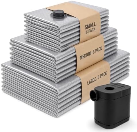 Vacuum 18 Pack Storage Bags with Pump, Save Space for Travel by Unknown