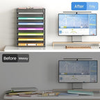 Lavatino 8-Tier Office Desk File Organizer, Letter Tray Paper Organizer with Handle, Including 5 Adjustable Slide Trays for Organizing Desktop Workspace Accessories and Supplies (Grey Metal Mesh) - Image 4