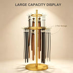 66.2 Inch Tie Rack Belt Display Shelf, 360° Rotation Floor Standing Belt Hanger,2 Tier Retail Scarf Stand Jewelry Organizer Shawls Purse Shelf for Home, Boutiques, Clothing Stores, Retail Stores - Image 4