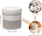 Laundry Hamper with Lid, Woven Laundry Basket，Blanket and Toy Storage Basket for Living Room, Bedroom, Bathroom, Nursery（Brown and White，40L） - Image 2