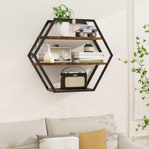 Hexagon Shelves for Wall, Decorative Hexagon Floating Shelves - Image 4