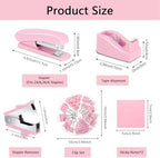 Office Supplies,Pink Desk Accessories,Desk Organizer,Stapler,Tape Dispenser,Folding Phone Stand,Scissors,Notebook,Staple Remover,Staples,Clear Tape,Sticky Notes,Clips,Cool Pen,Bookmark,Ect.22pcs - Image 6