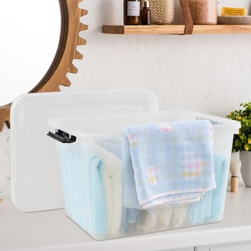 Bringer 4-Pack Clear Plastic Latching Box, 18 L Storage Bin with Handle - Image 4