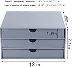 Leather Desk Organizer with 3 Drawers/Tray, Executive Office Supplies Desktop Filing A4 File Cabinet/Holder, Stackable Storage Box Grey (Gray) - Image 4