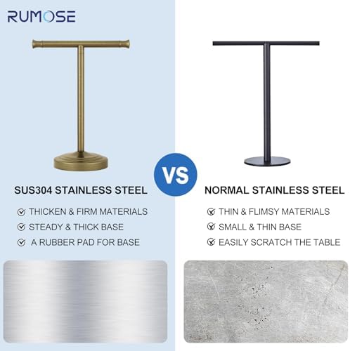 RUMOSE Antique Brass Hand Towel Holder Stand Countertop Towel Rack - Image 5