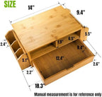 Hiceeden 2 Tier Bamboo Desktop Organizer, Desk Monitor Stand Riser with 1 Drawer and 2 Pen Holder, 2 Compartment Computer Desk Storage Organizer for Laptop, Printer - Image 2