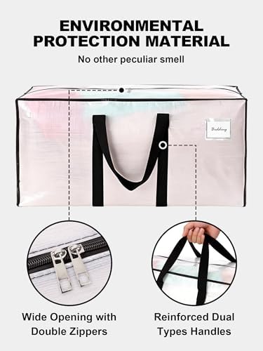 HOMESURE Supports 200lbs Heavy Duty Moving Bags - Strong Zipper & Wrap-Around Handles - Water-Resistant Storage Totes, Durable Alternative to Moving Boxes - 8 Pack - Semi-Transparent - Image 7