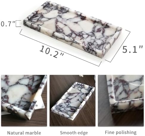 100% Natural Marble Tray, 10"x5" Calaccata Viola Vanity Tray - Image 2