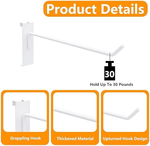2 inch Grid Wall Hooks White,100 PCS Heavy Duty Hook for Grid Wall - Image 2