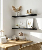 36 Inch Rustic Wood Floating Shelves Farmhouse Wooden Wall Shelves for Bathroom Bedroom Living Room Kitchen Office Set of 4 Black - Image 2