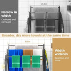 HavenlyYouth 3 Tier Towel Rack with Large Storage & 6 Hooks, Blanket Rack for Oversized Bath Towels, Free Standing Pool Towel Rack Stand for Bathroom Pool Indoor/Outdoor, 35.8" H x 31.5" L x 11.8" W - Image 4