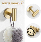 TURS Brushed Gold 10 Pieces Bathroom Hardware Set, SUS304 Stainless Steel 24 Inch Bath Towel Bar Set, Round Bathroom Accessories Kit Wall Mounted - Image 5