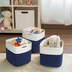 11x11 Cube Storage Bin - 3 Pack Woven Storage Cubes Organizer, 11 Inch Cotton Rope Baskets for Organizing, Decorative Square Shelf Baskets Closet Bins, Toy Boxes for Boy, Dark Blue Decor - Image 7