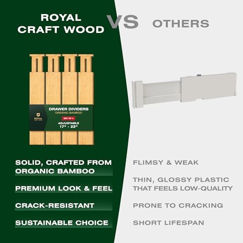ROYAL CRAFT WOOD Adjustable Bamboo Drawer Dividers - Image 7