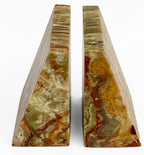 Ottimo Premium Polished Natural Marble bookends for use as Bookshelf Decor, Home, Office or Kitchen Shelves. Heavy, Triangular,and Modern Decorative Book Stopper with Anti-Slip Pads (Green Onyx) - Image 2