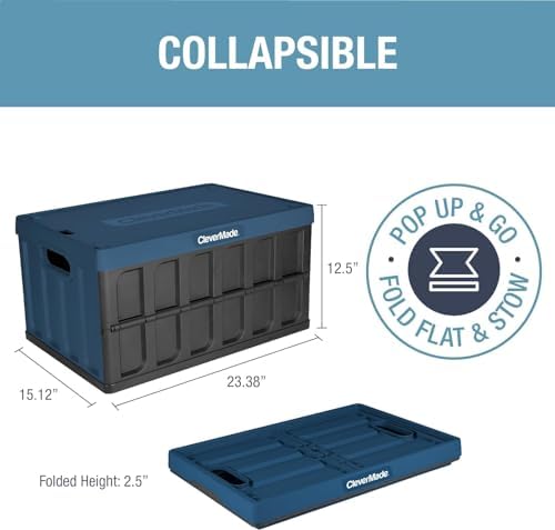 CleverMade Collapsible Storage Bins With Lids, 62L 3 Pack, 100 lb, Ocean - Image 2