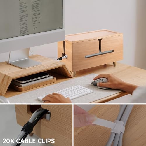 Natural Beechwood Large Cable Management Box for Power Strip & Cord Hider - Image 5