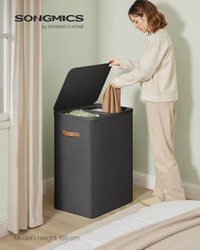 SONGMICS Laundry Basket, 170L Laundry Hamper with Lid, 2 Removable Bags - Image 2