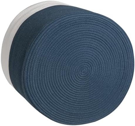 20x15 Inch Extra Large Round Cotton Rope Storage Basket with Lid, Decorative Woven Bin with Cover for Living Room Bedroom Closet, Dark Blue - Image 7