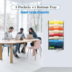 EASEPRES Desk File Organizer Mesh 9-Tier, Hanging Wall Mount Document Organization Stand, Desktop Vertical Mail Paper Folder Holder Rack with Bottom Tray for Office Home Cubicle Countertop, Black - Image 3